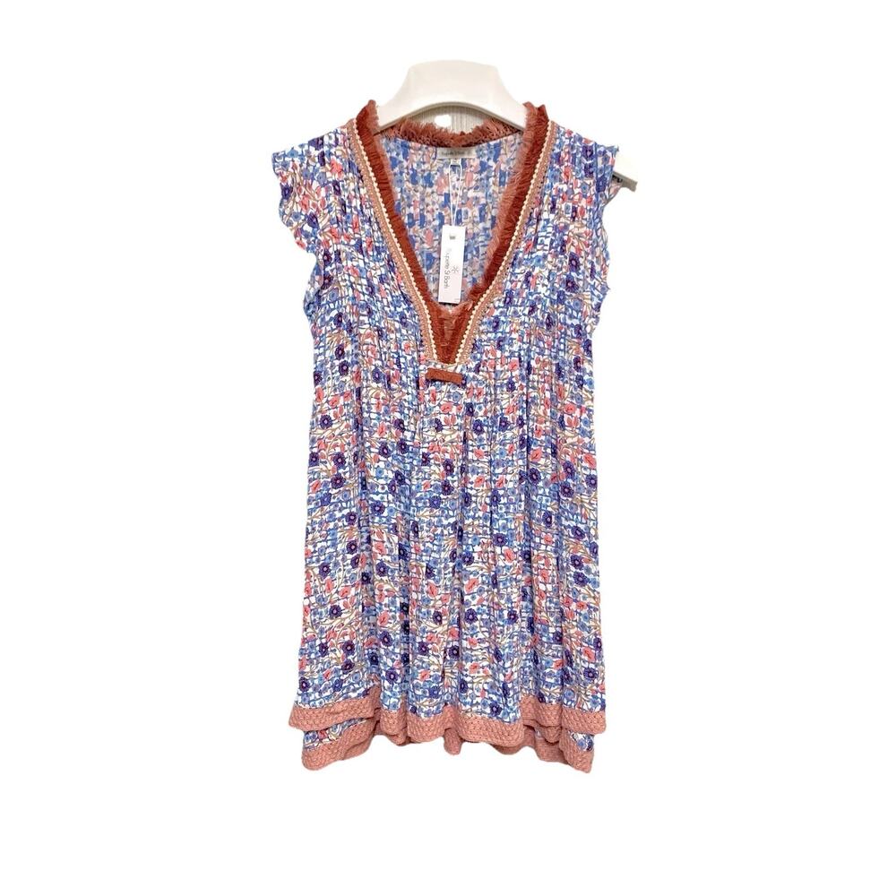 Poupette St Barth Kids Sasha Dress Blue Bloom Lace Trim XL NWT